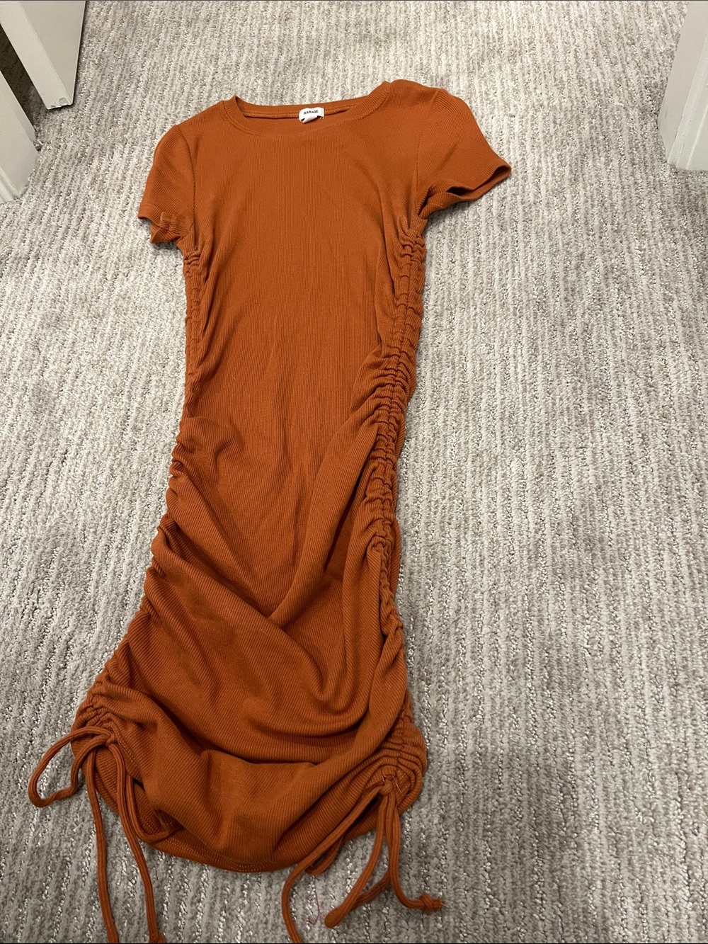 Garage Rust Ruched Midi Dress - Picture 3 of 3